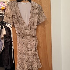 All in Favor Beige Snake Print Mini Dress